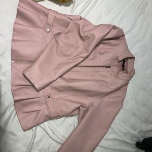 Blush pleather zip up jacket